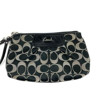 Coach Ashley Wristlet Black Brown Signature C Clutch Wallet